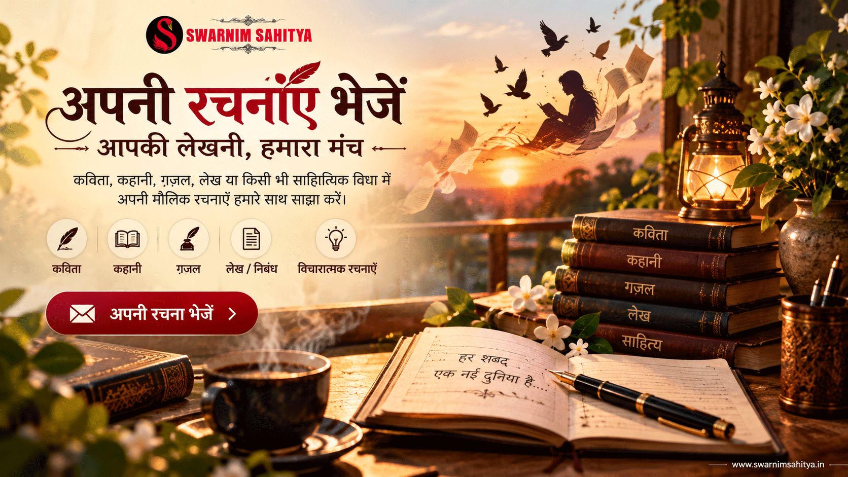 अपनी रचनाएँ हमें भेजें — Swarnim Sahitya के साथ जुड़ें